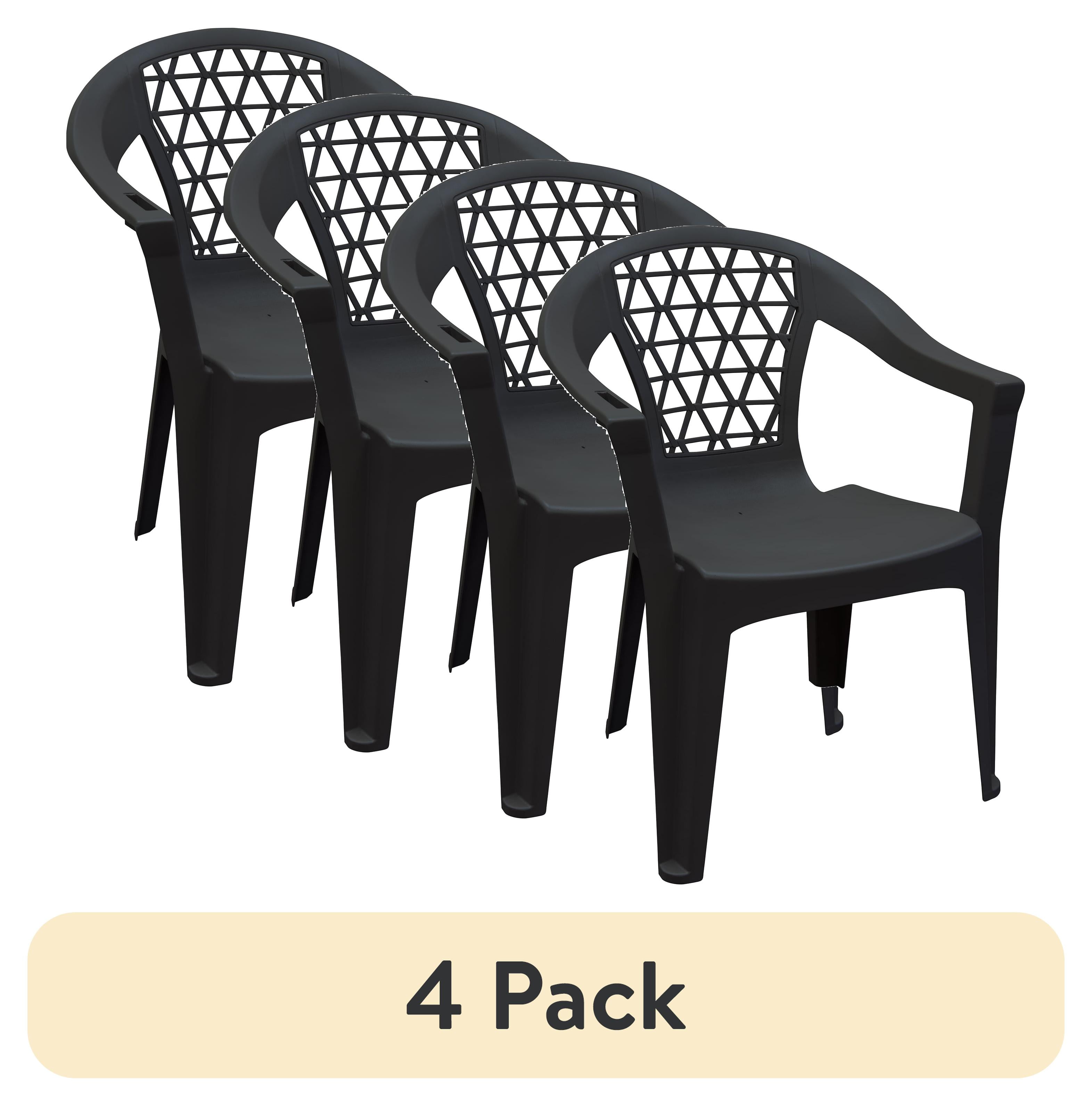 (4 pack) Adams Penza Manufacturing Patio Plastic Outdoor Pool WaterproofStack Chair, Black