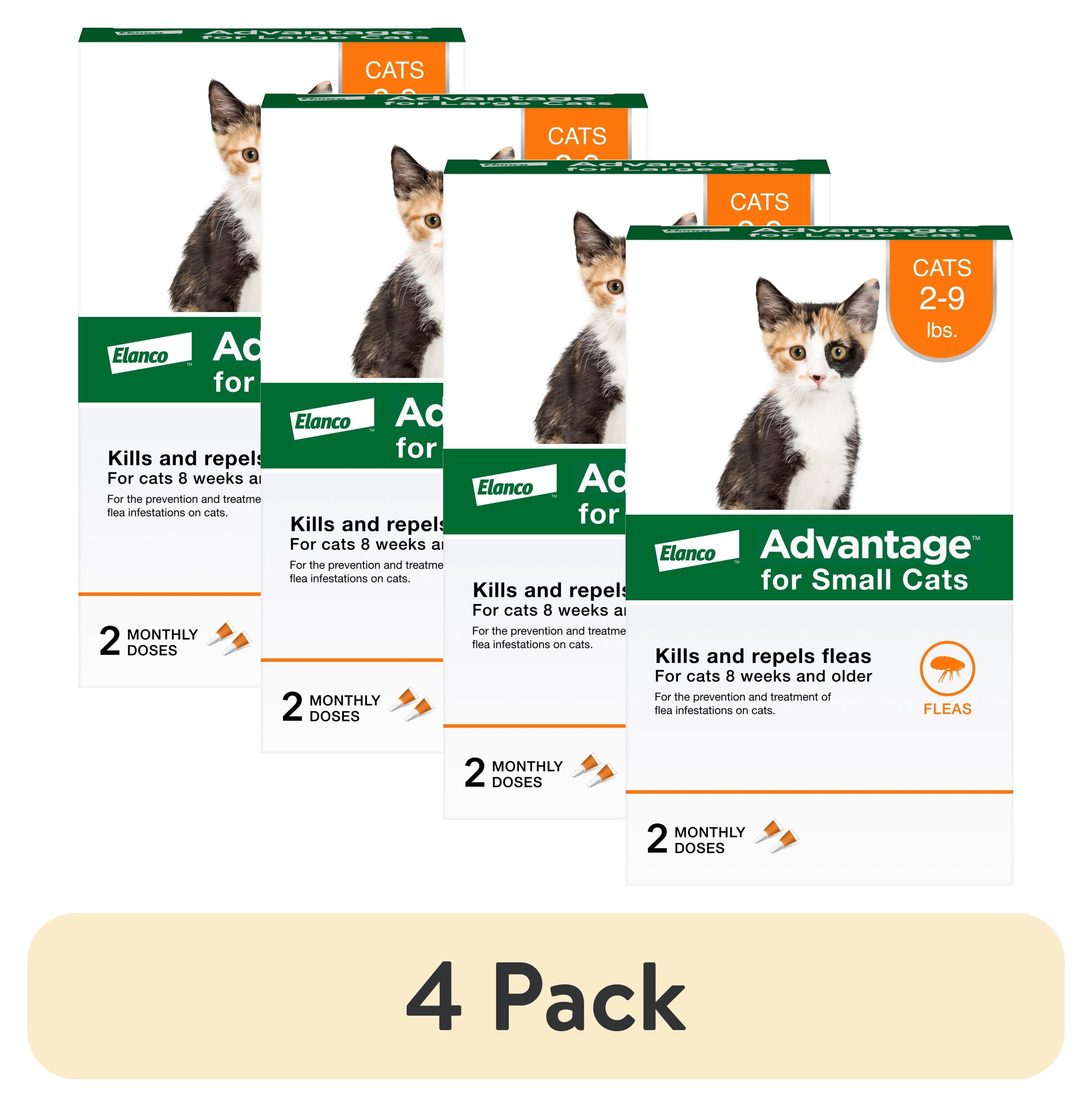 (4 pack) Advantage Topical Flea Treatment & Prevention For Small Cats 2-9 lbs. (2 Count)