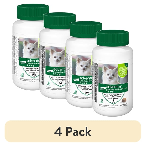(4 pack) Advantus Chewable Flea Treatment for Dogs 4 - 22 lbs. | 30 Soft Chews