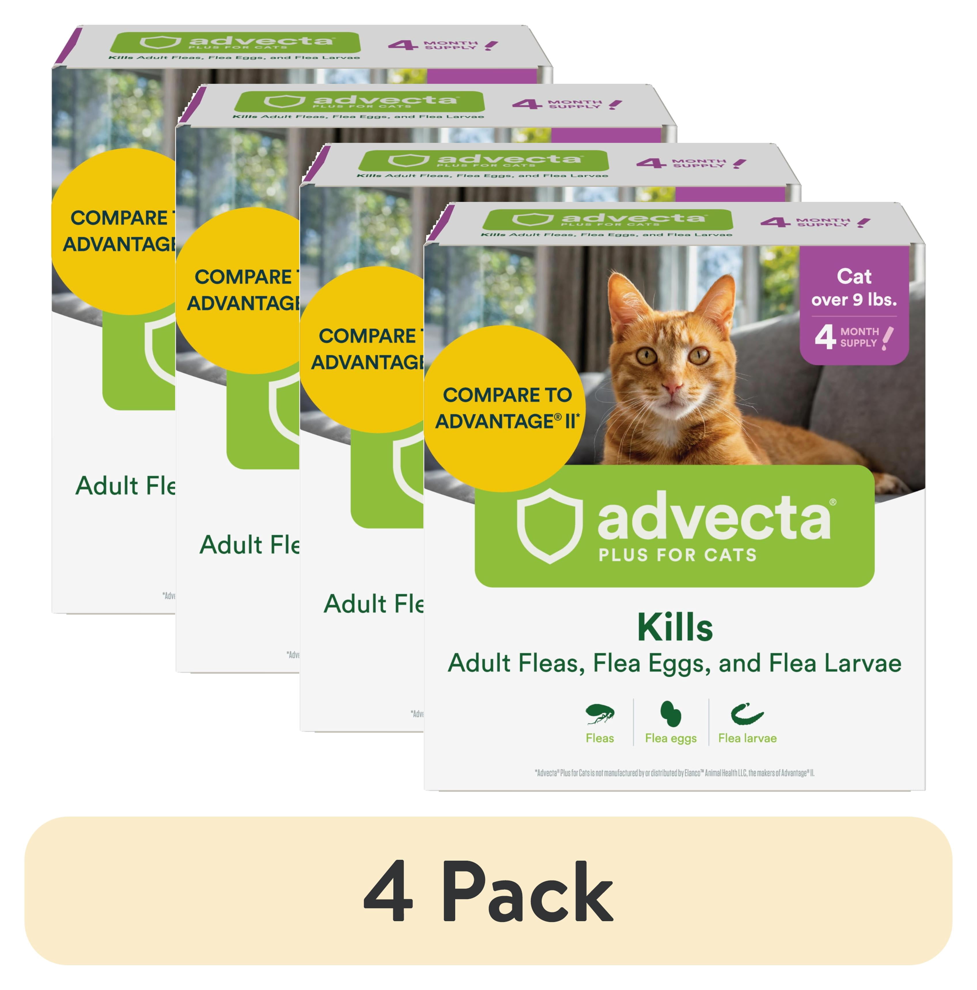 (4 pack) Advecta II Flea Treatment for Large Cat, 4 Monthly Treatments