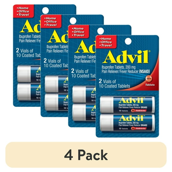 (4 pack) Advil Pain Relievers and Fever Reducer Coated Tablets, 200 Mg Ibuprofen, 20 Count