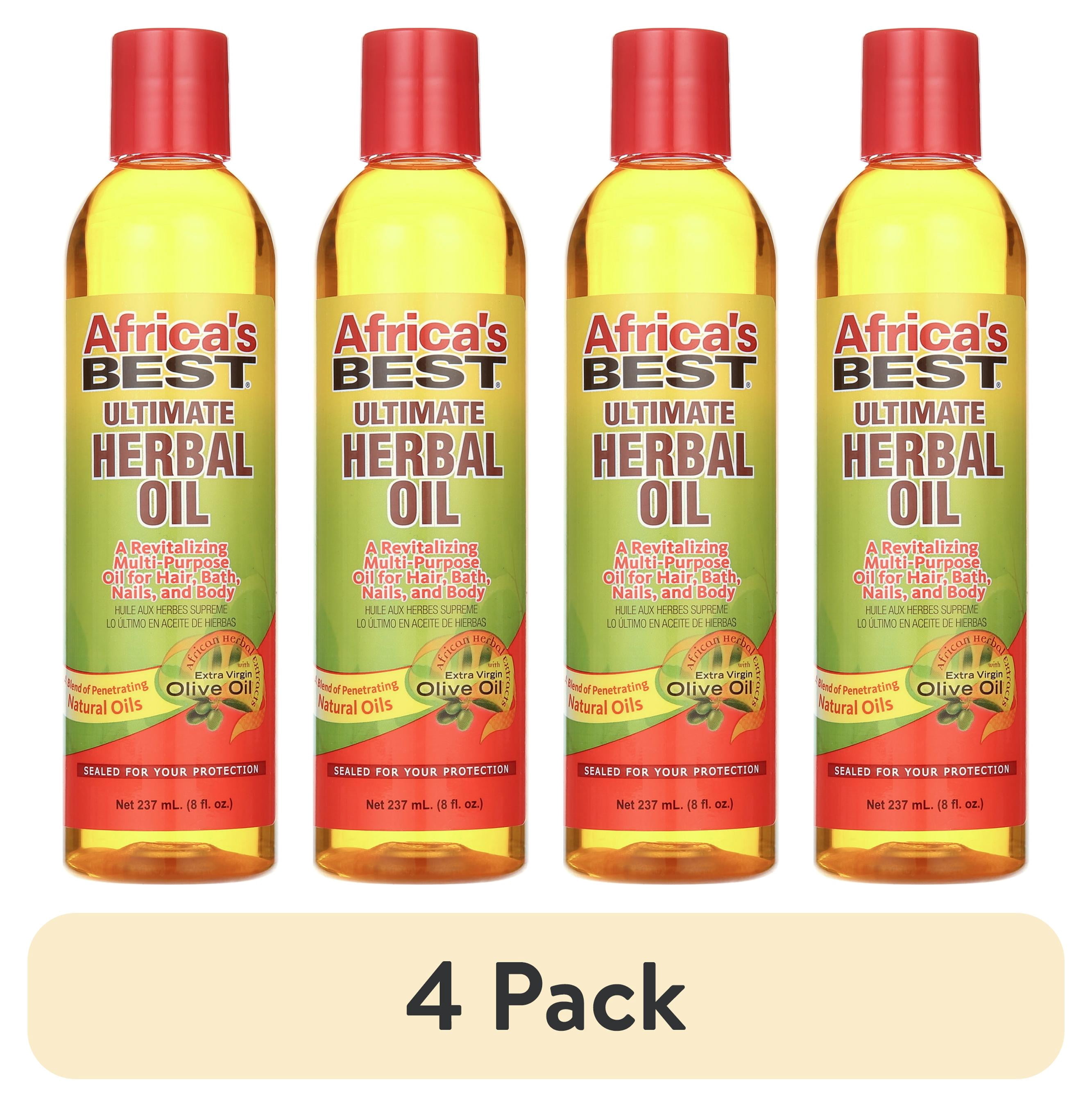 (4 pack) Africa's Best Ultimate Herbal Oil for Hair, Bath, Nails and Body, 8 fl oz  8 oz., Dry Skin