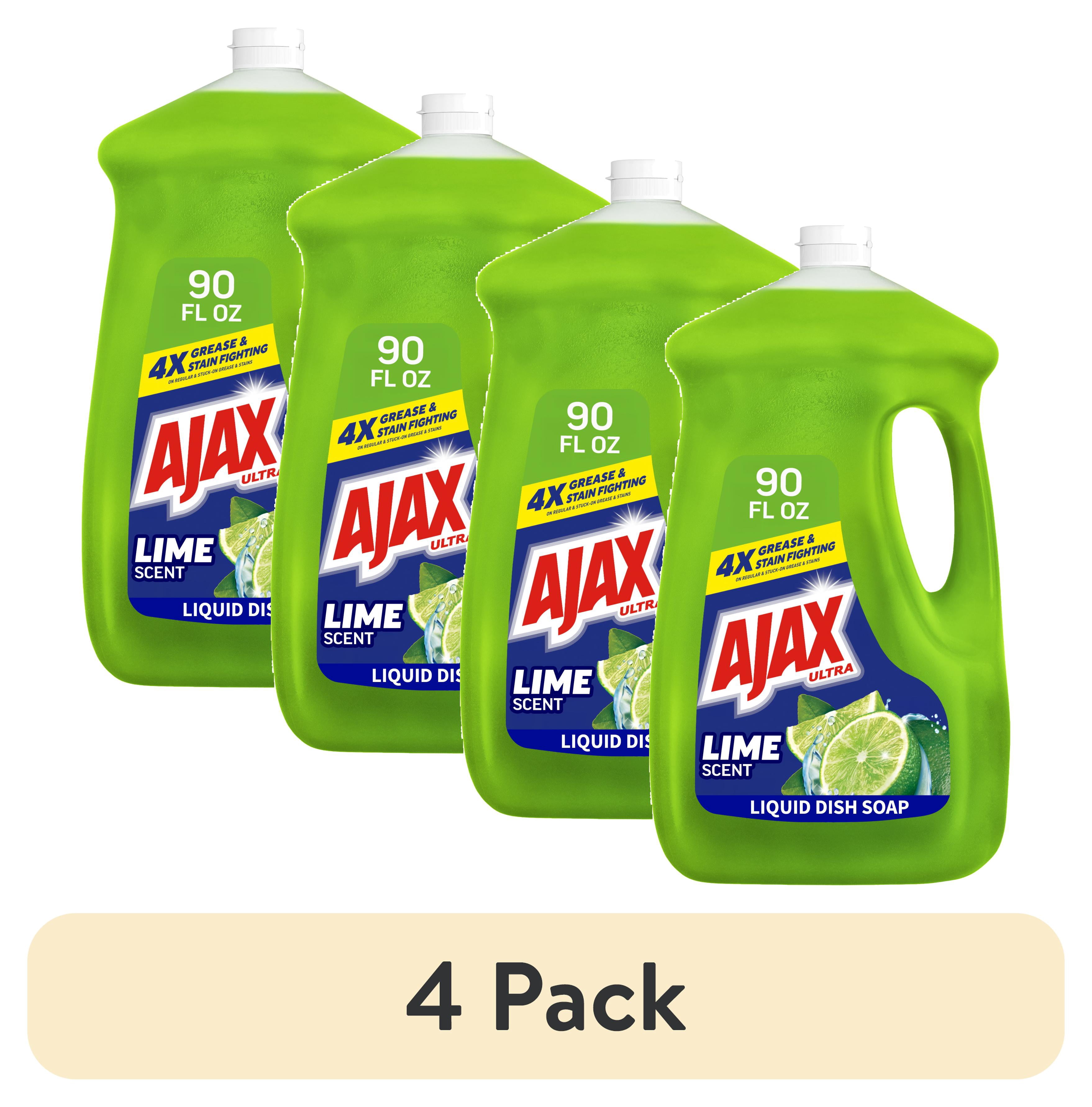(4 pack) Ajax Ultra Liquid Dish Soap, Mess-Free, Easy-Flip Cap, Lime Scent with Vinegar, 90 fl oz