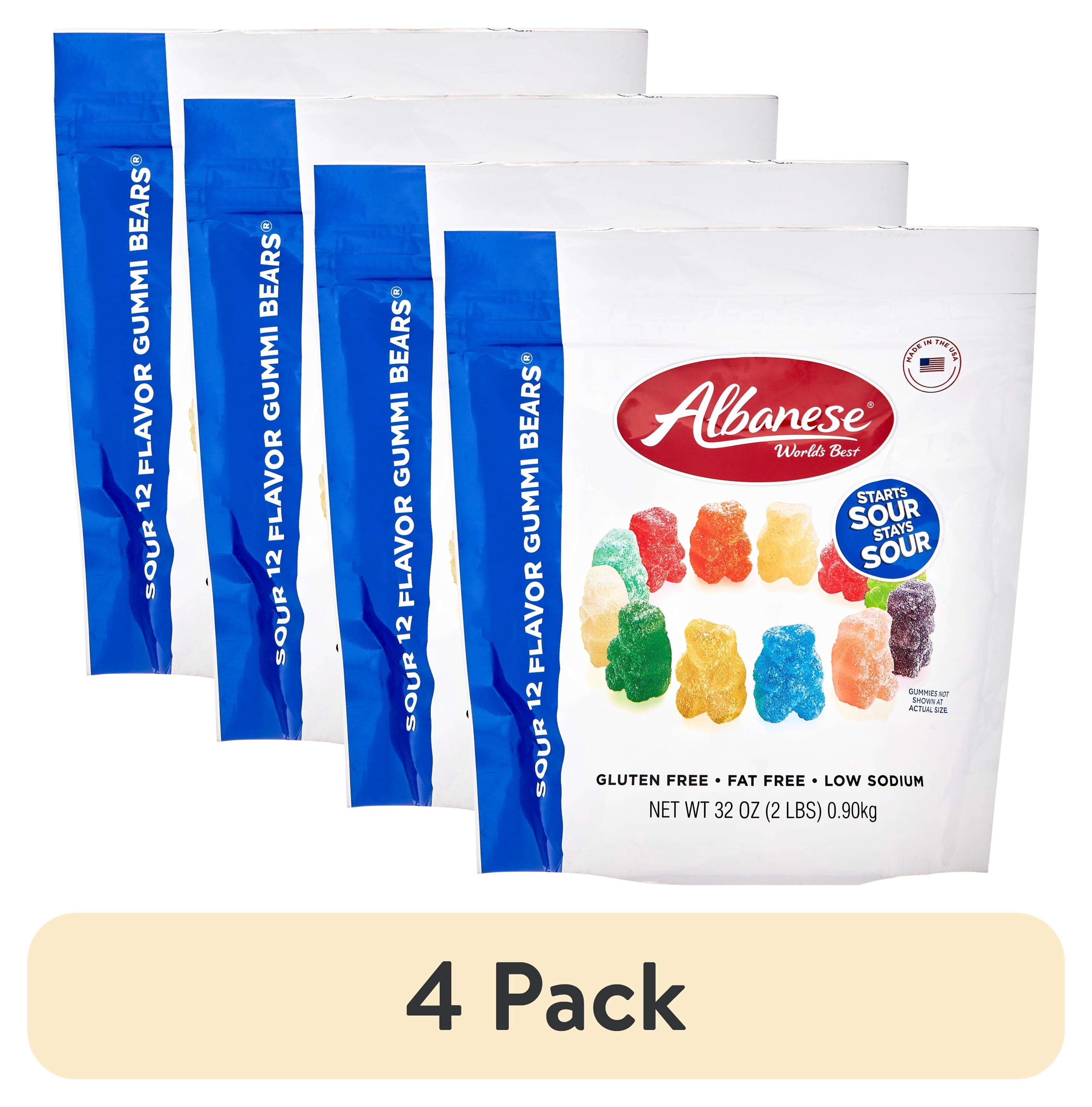 (4 pack) Albanese World's Best Sour 12 Flavor Gummi Bears, Family Size Share 32oz