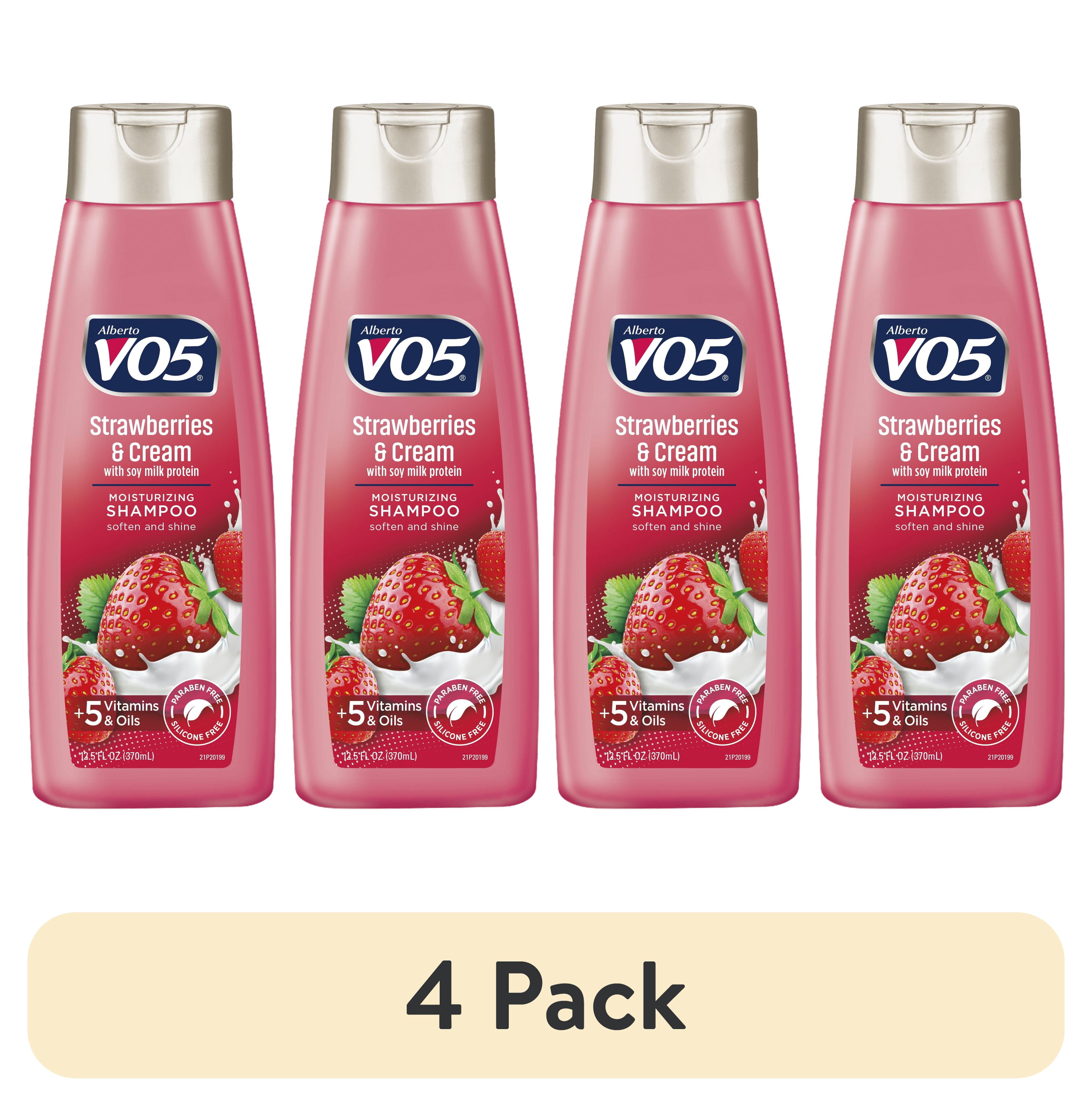 (4 pack) Alberto VO5 Moisture Milks Strawberries & Cream Moisturizing Hair Shampoo, 15 fl oz