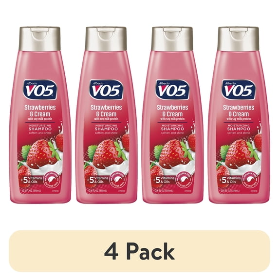 (4 pack) Alberto VO5 Moisture Milks Strawberries & Cream Moisturizing Hair Shampoo, 15 fl oz
