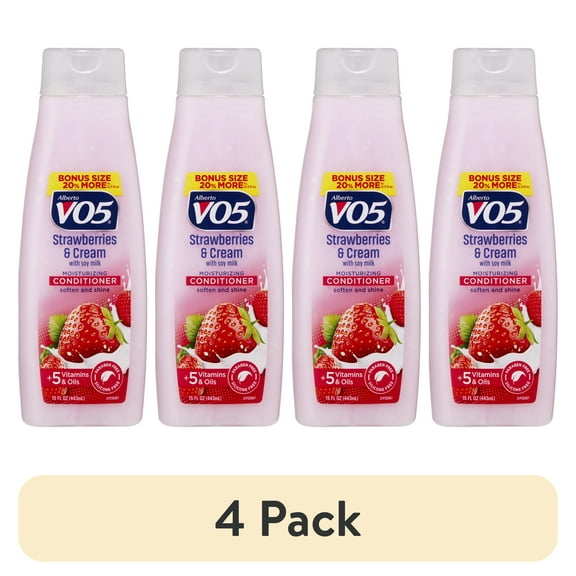 (4 pack) Alberto VO5 Moisture Milks Strawberry and Cream Hair Conditioner, 15 fl oz