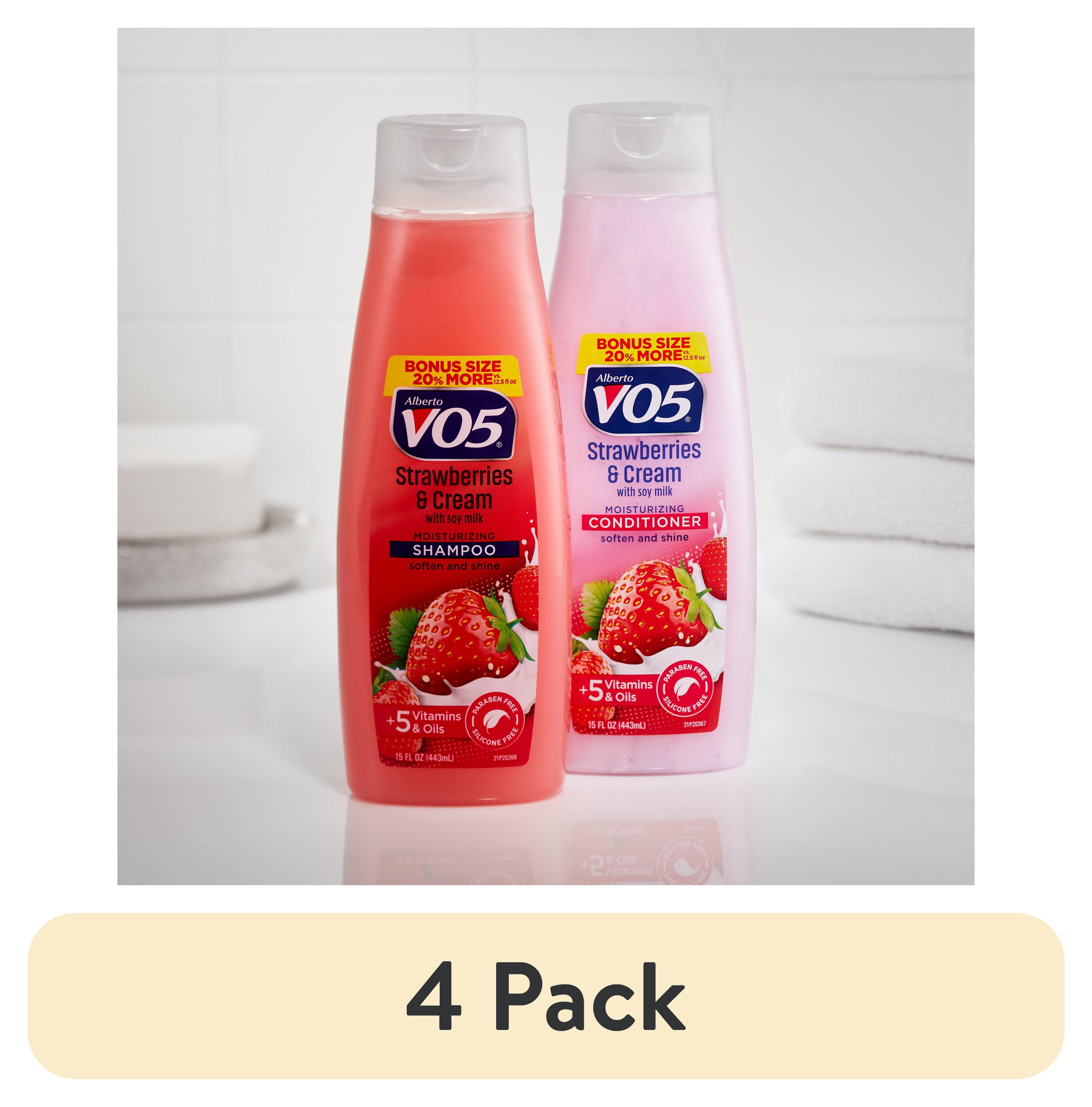 (4 pack) Alberto VO5 Moisture Milks Strawberry and Cream Hair Conditioner, 15 fl oz