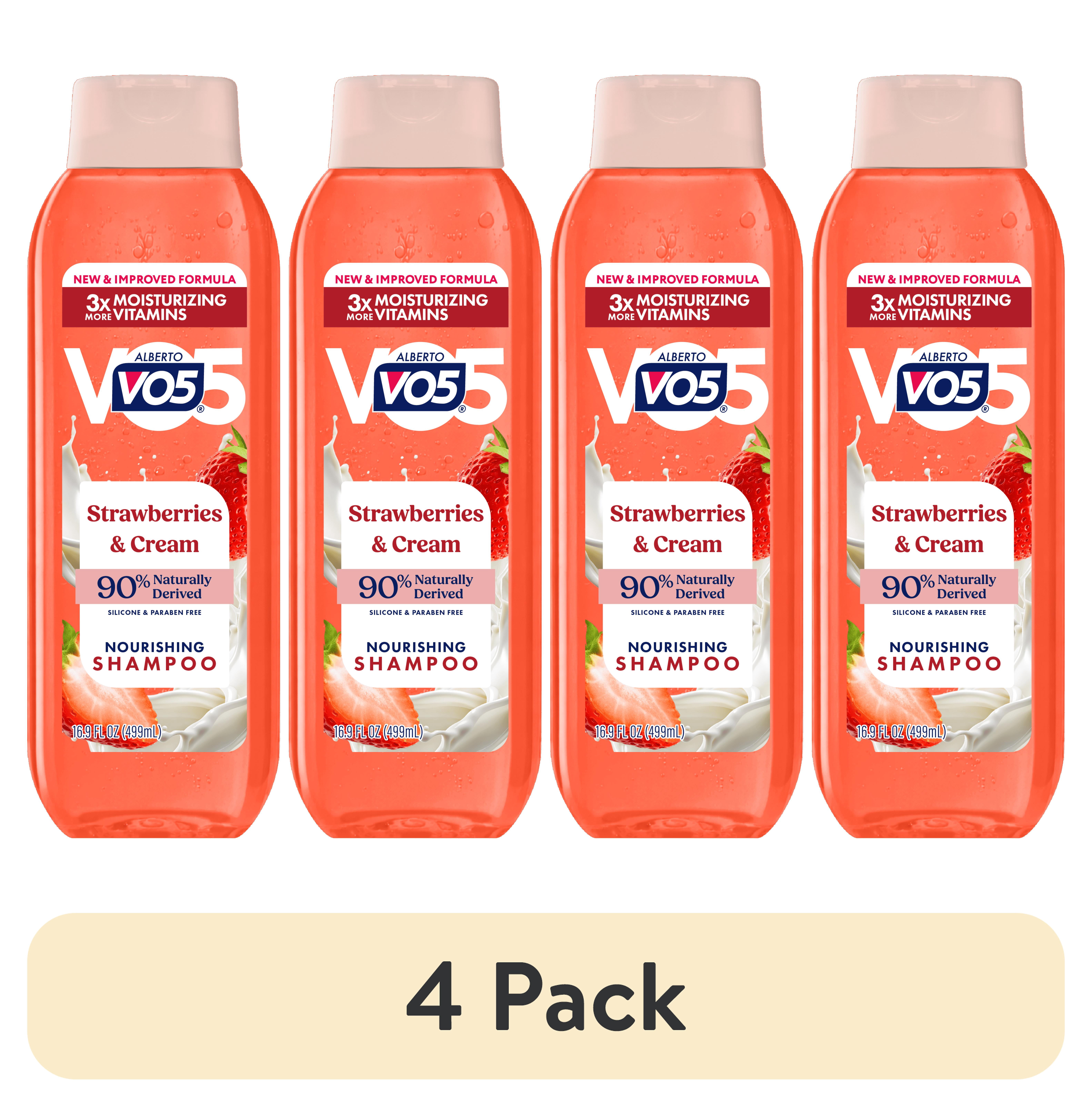 (4 pack) Alberto VO5 Strawberries & Cream Nourishing Shampoo with Soy Milk, Paraben Free, Vitamin-Enriched Formula for Soft, Healthy Hair