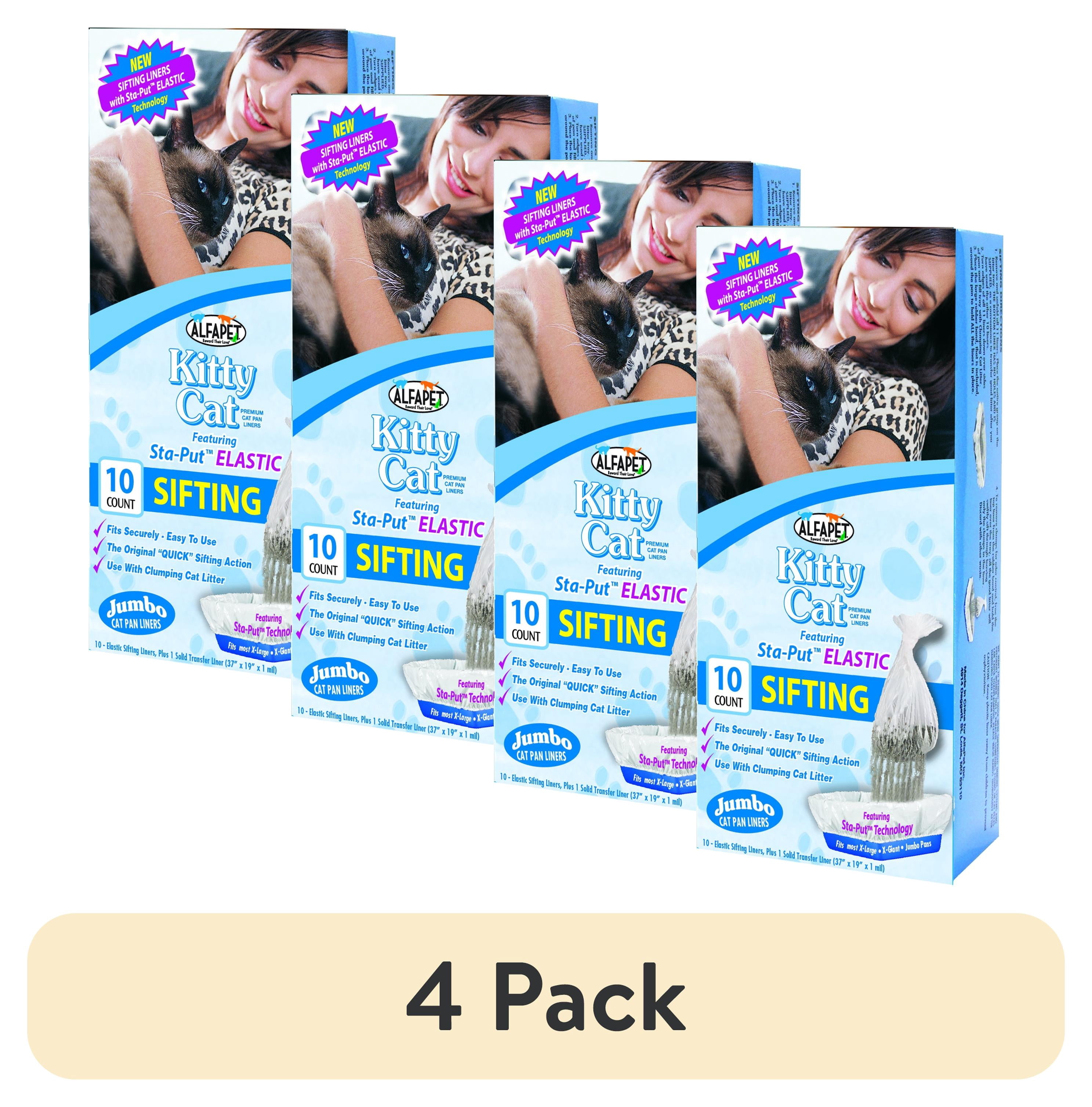 (4 pack) Alfa Pet Sta-Put Elastic Sifting Cat Pan Liners for Easy Cleaning
