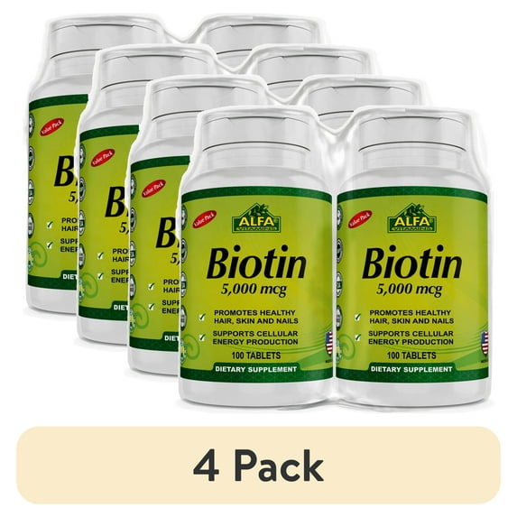 (4 pack) Alfa Vitamins Biotin 5000 Mcg Twin