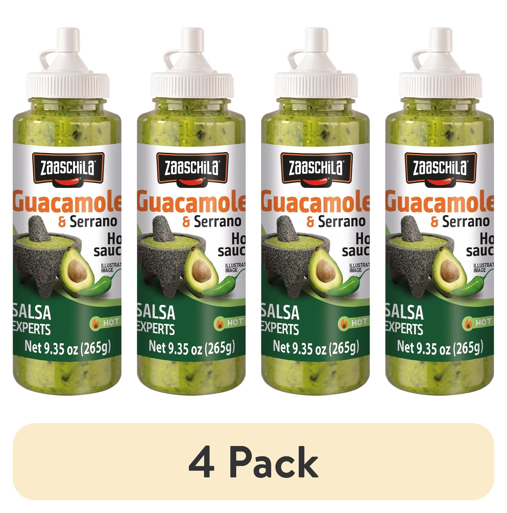 (4 pack) Alimentos Tres Zaaschila Guacamole and Serrano Sauce, 9.35 oz