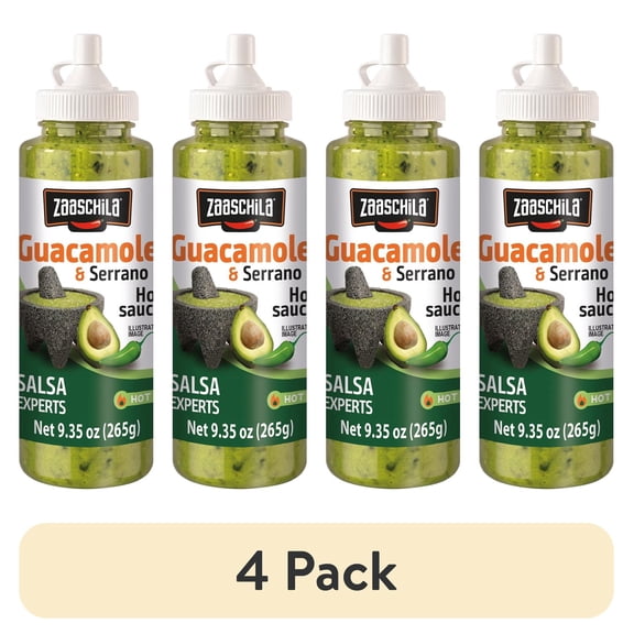 (4 pack) Alimentos Tres Zaaschila Guacamole and Serrano Sauce, 9.35 oz
