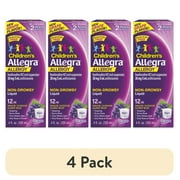 (4 pack) Allegra Children's 12-Hour Allergy Relief Liquid, Non-Drowsy Indoor and Outdoor Allergy Medicine, 30 mg Fexofenadine HCI Antihistamine For Kids, Grape Flavor, 4 oz