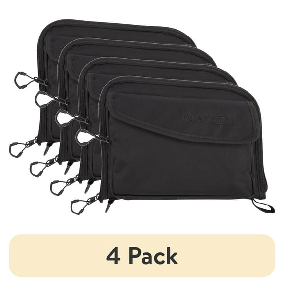 (4 pack) Allen Company Lockable Autofit Handgun Case, Black, 10" x 8"