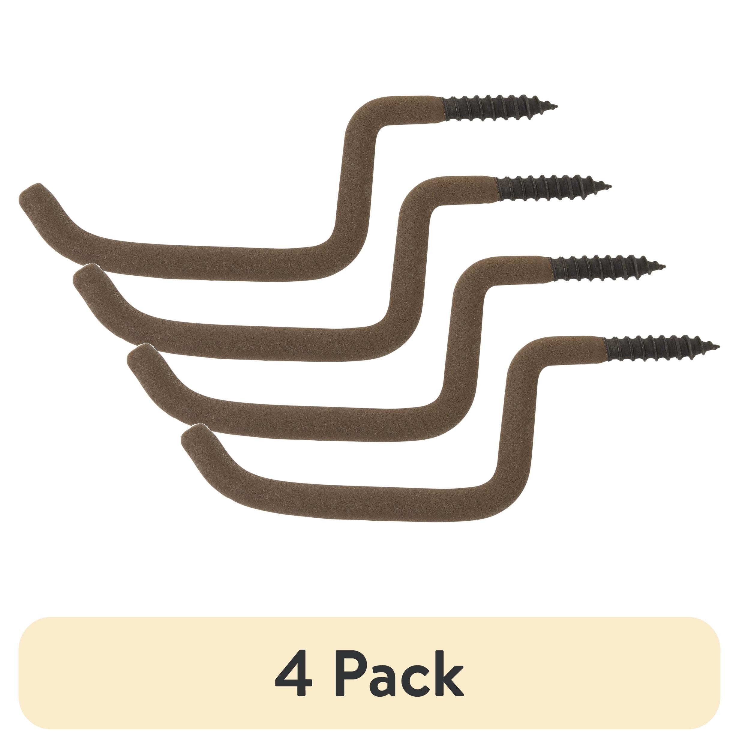 (4 pack) Allen Company Screw-In Gear Hanger Hook - Quiet Rubberized Coating - Brown