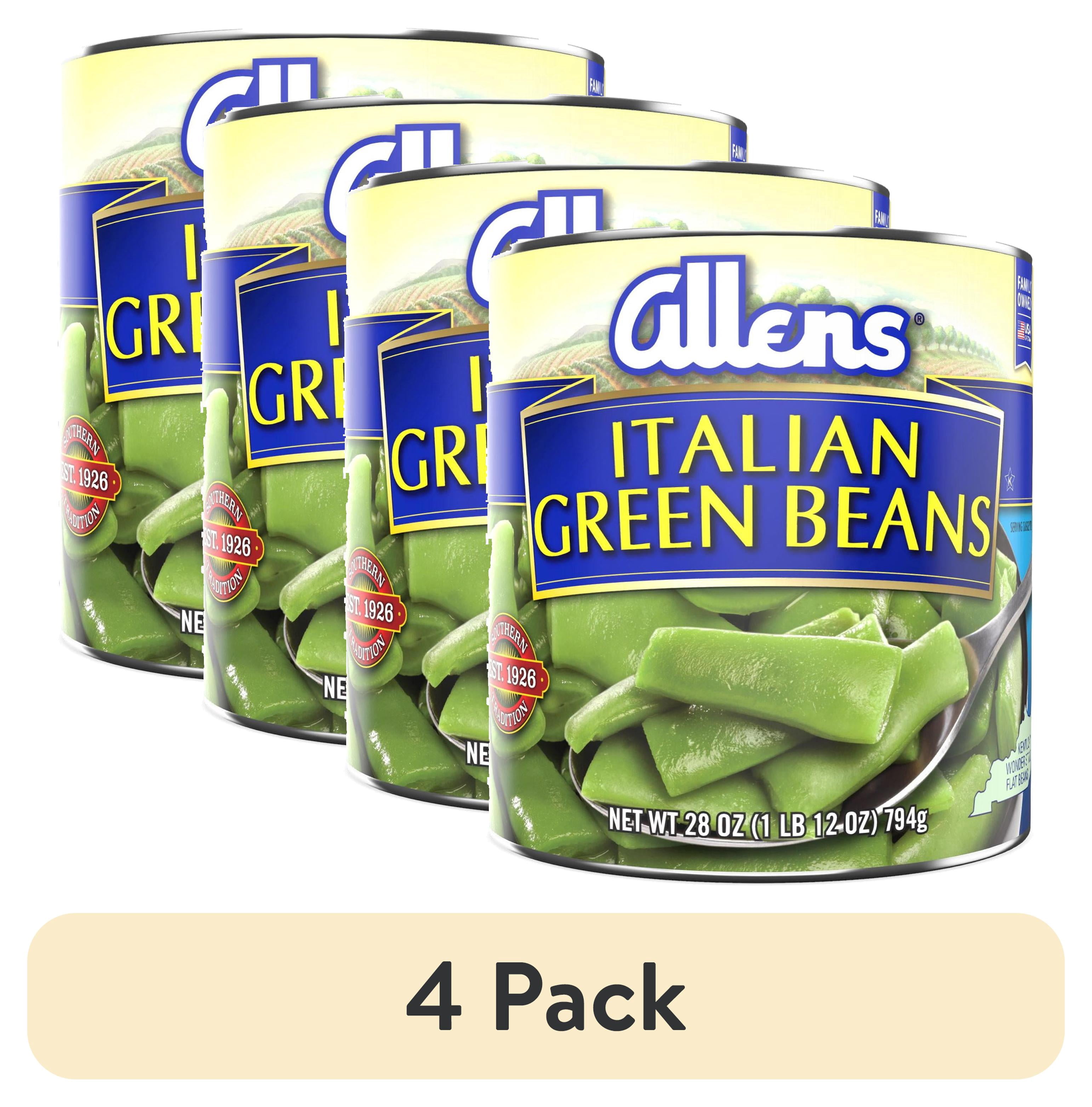 (4 pack) Allens Canned Cut Italian Green Beans, 28 oz
