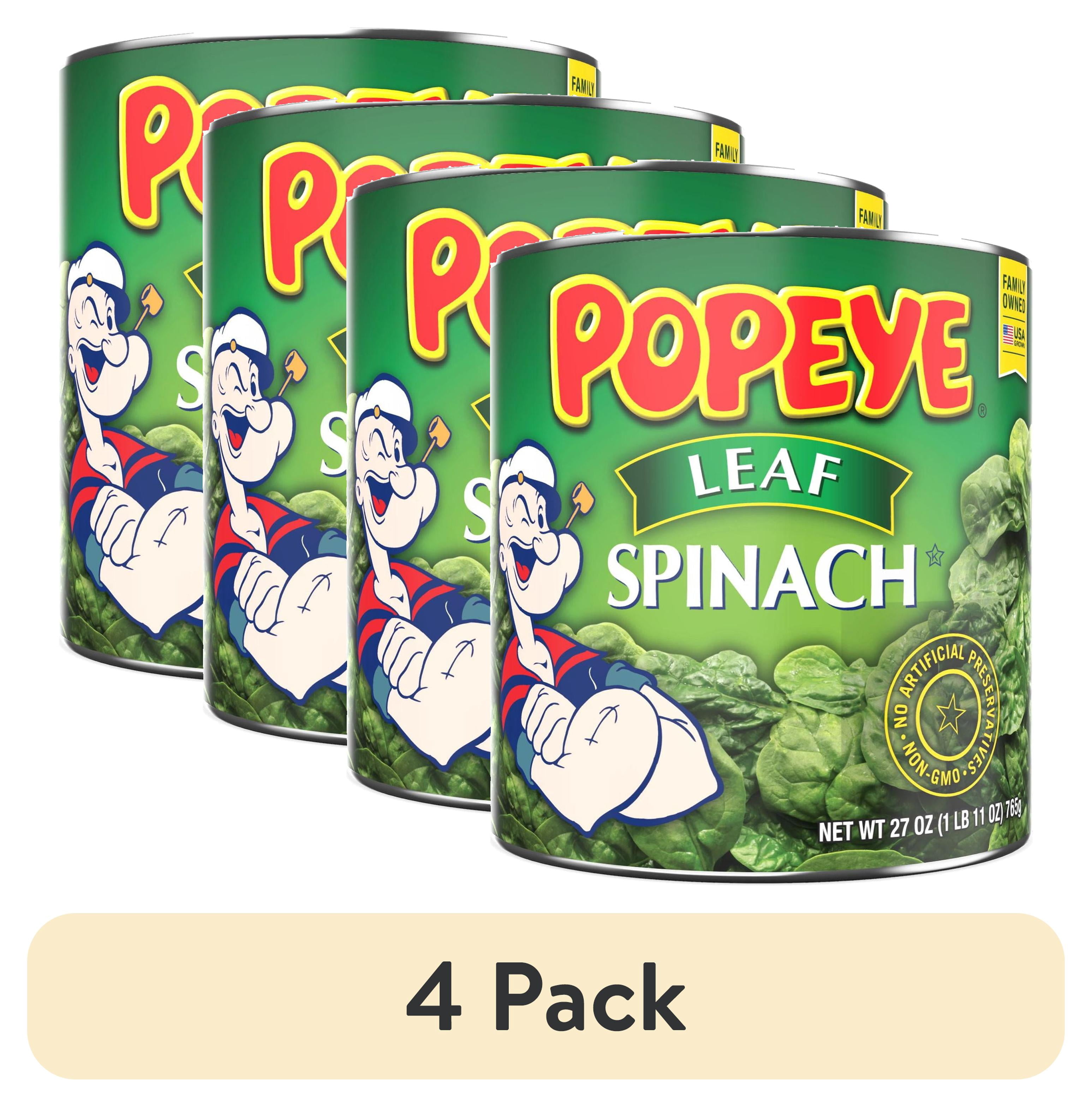 (4 pack) Allens Popeye Spinach, Canned Vegetables, 27 oz