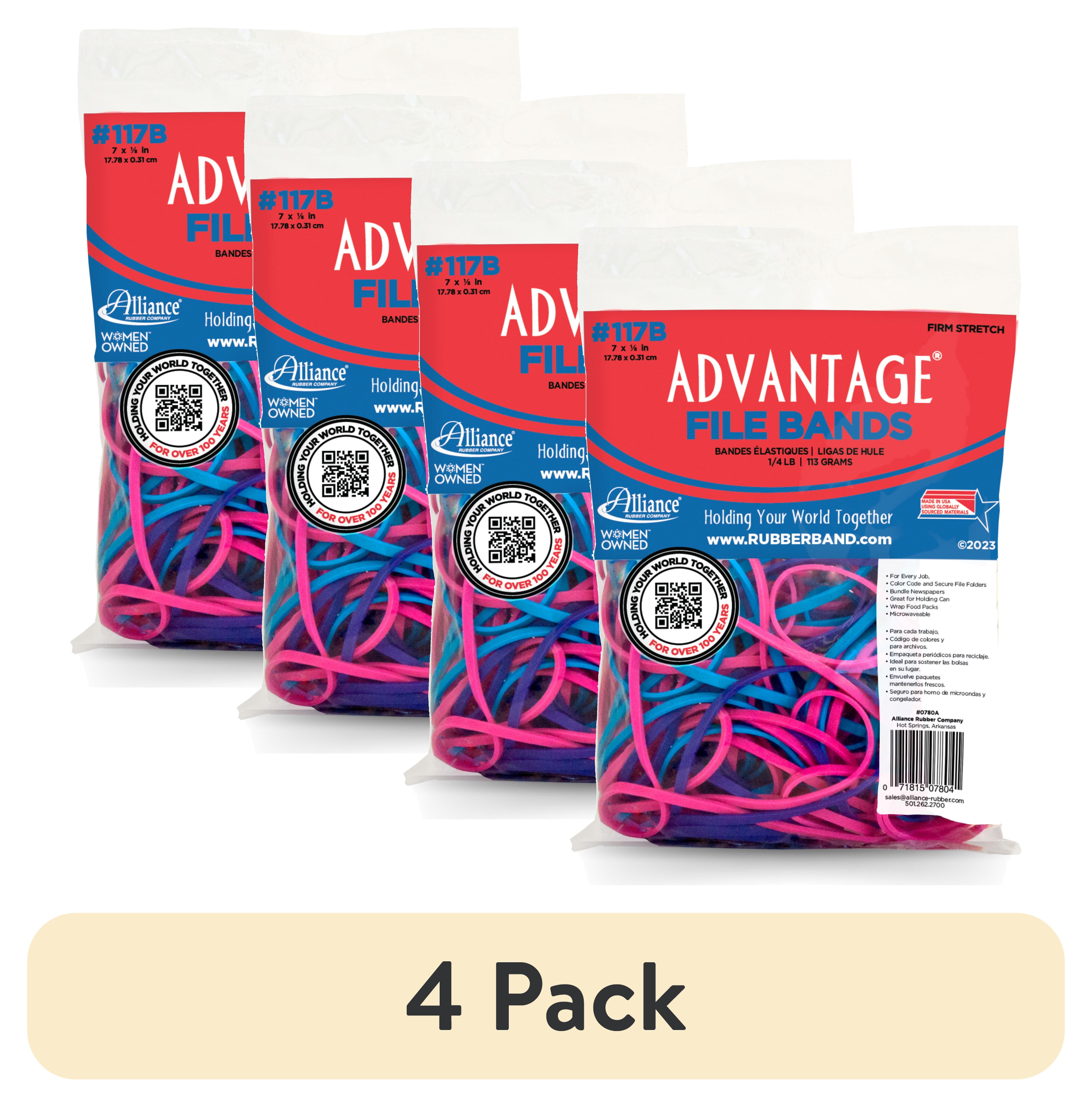 4 pack) Alliance Rubber Advantage Rubber Bands Size #117B, 4oz Bag