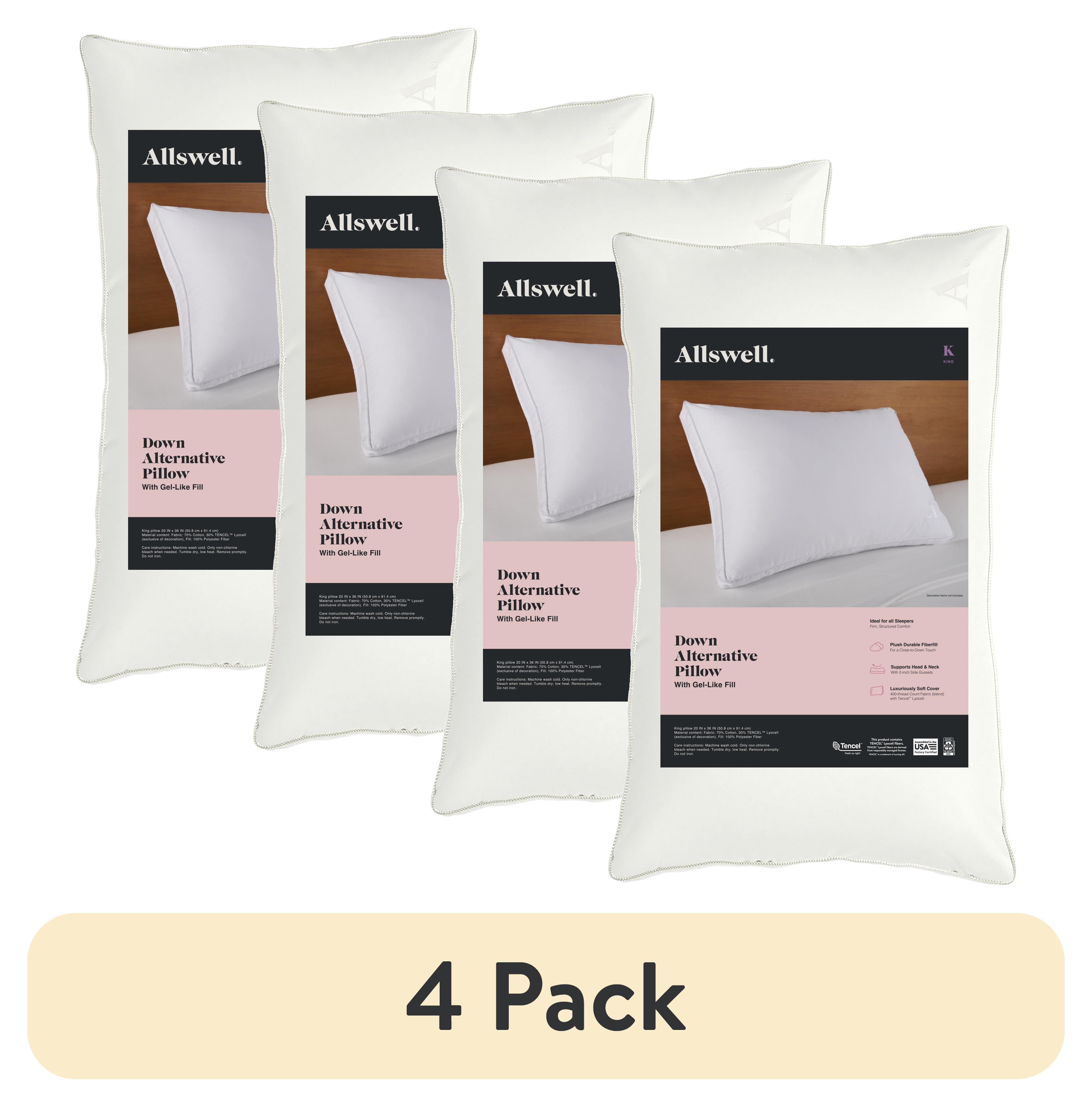 (4 pack) Allswell Down Alternative Bed Pillows, King - Firm, All Positions