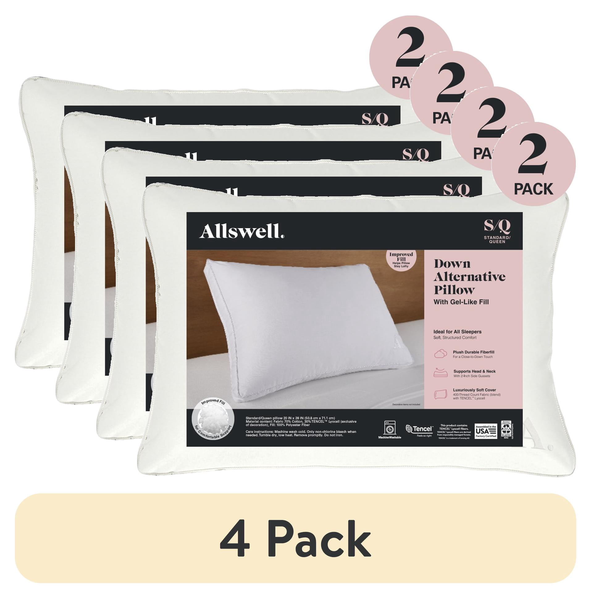 (8 pack) Allswell Down Alternative Bed Pillows, Standard/Queen – Medium Firmness, All Positions (2 Count)