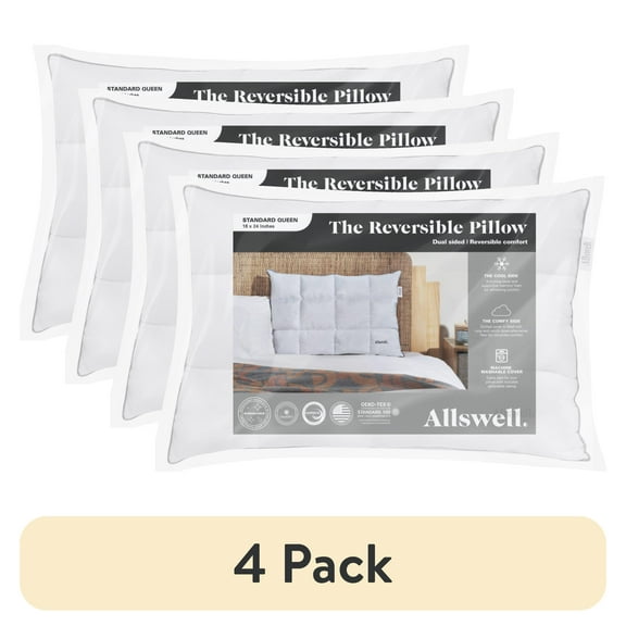 (4 pack) Allswell Reversible Memory Foam Pillow with Cooling & Plush Comfort Options