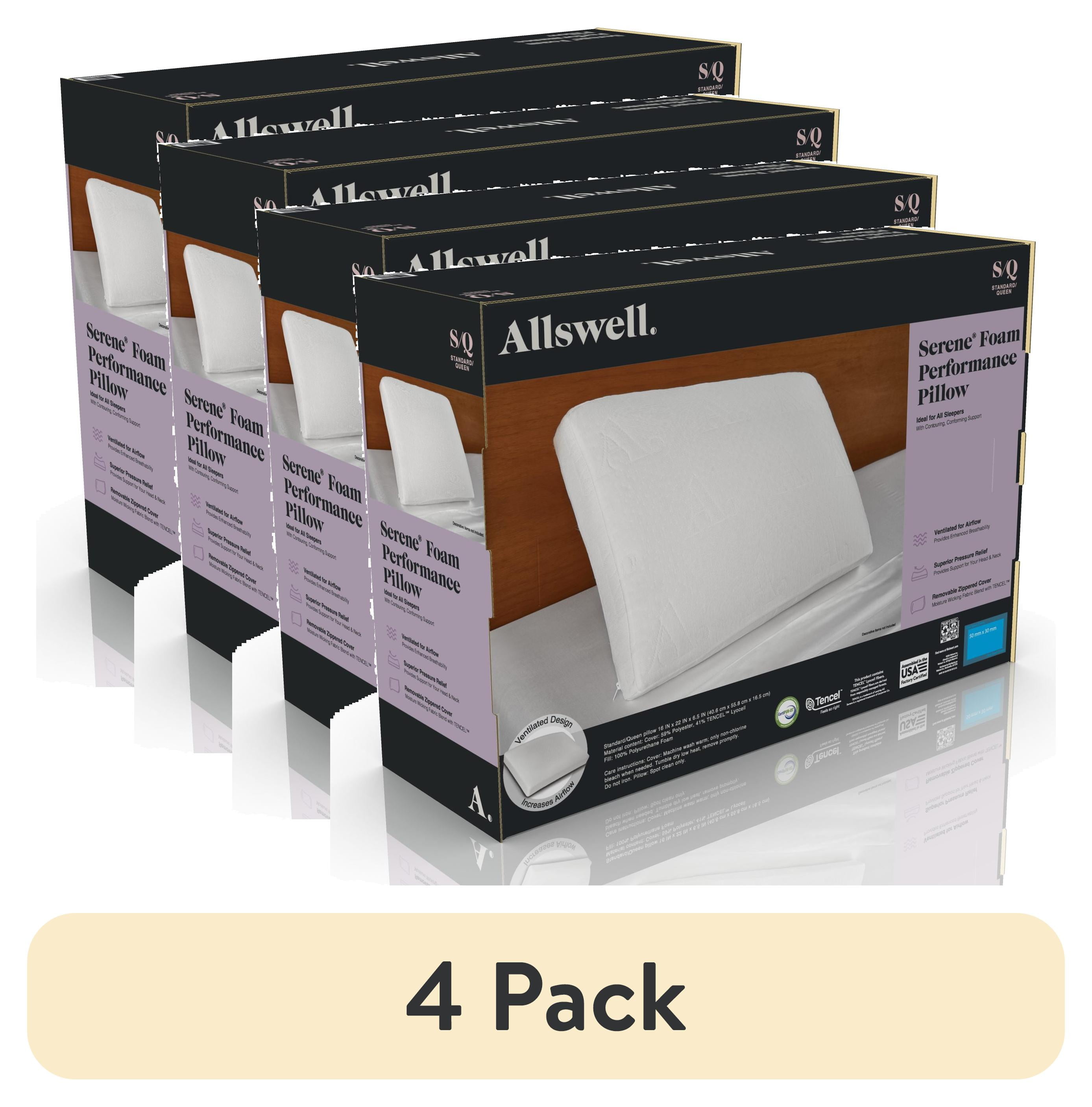(4 pack) Allswell Serene Foam Bed Pillow with TENCEL Cover, Standard/Queen