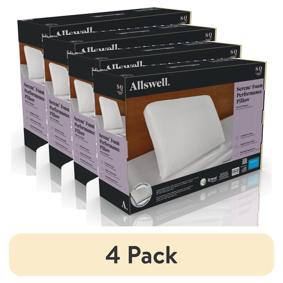 (4 pack) Allswell Serene Foam Bed Pillow with TENCEL Cover, Standard/Queen