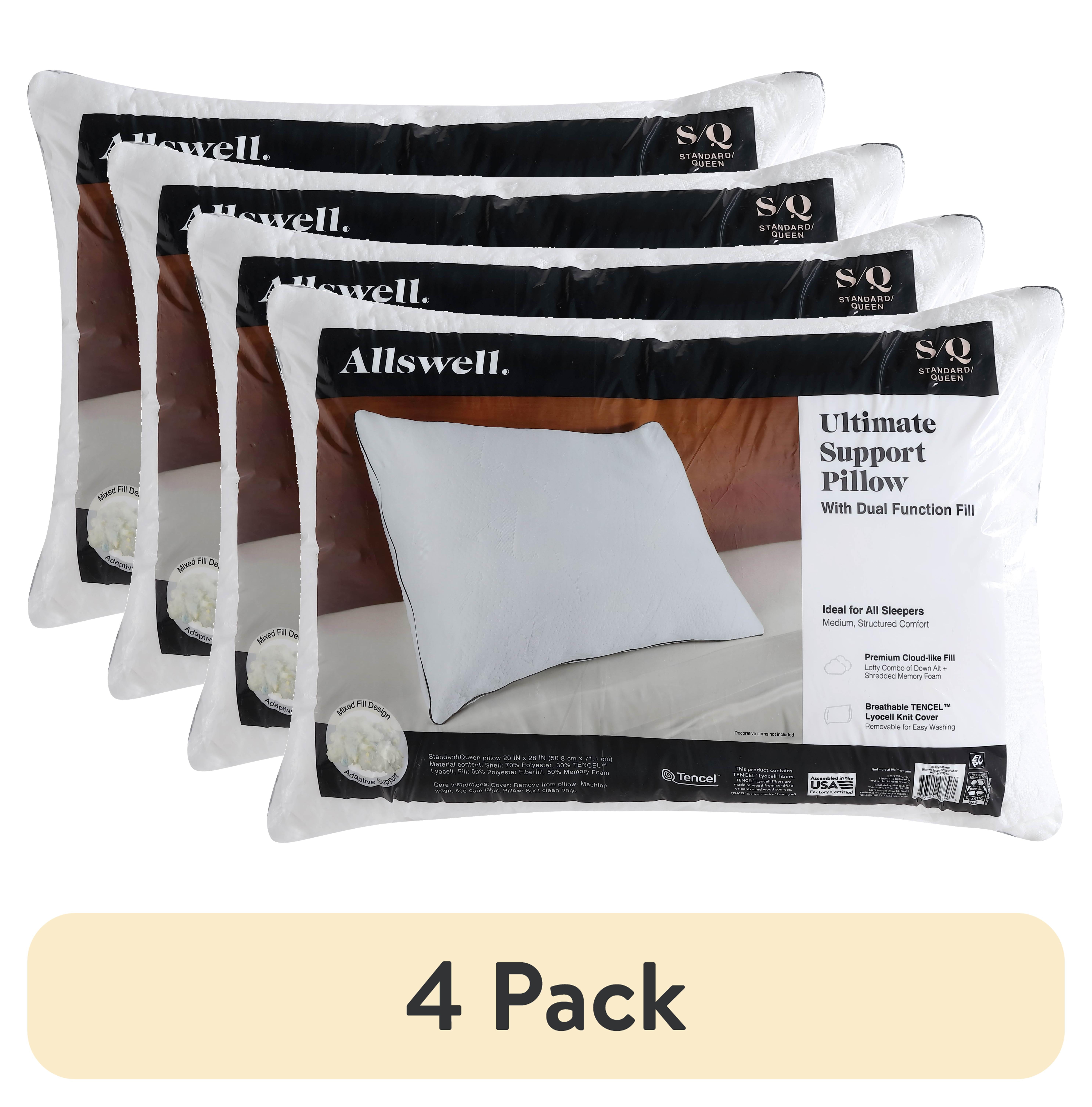 (4 pack) Allswell Ultimate Support Bed Pillow with Dual Function Fill and Removable Cover, Standard/Queen
