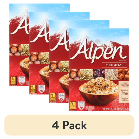 (4 pack) Alpen Muesli Cereal Original, 14 Oz, Pack Of 1