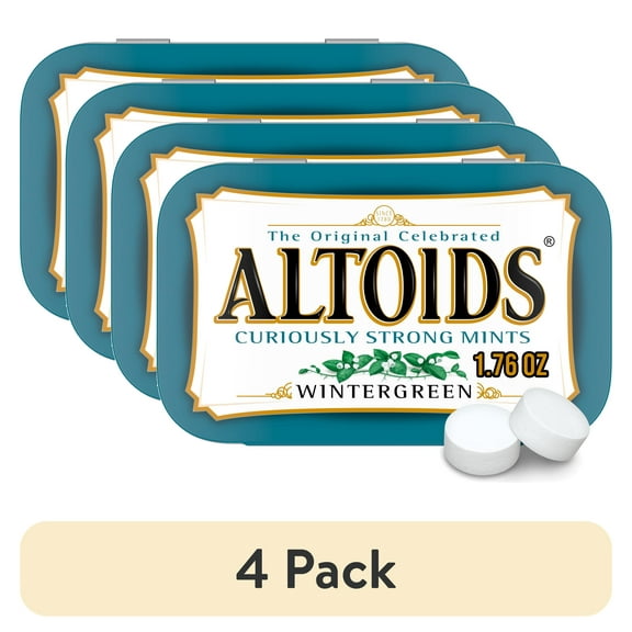(4 pack) Altoids Wintergreen Breath Mints - 1.76 oz Tin
