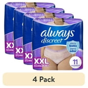 (4 pack) Always Discreet Adult Incontinence Underwear for Women and Postpartum Underwear, XXL, Up to 100% Bladder Leak Protection, 11 Count