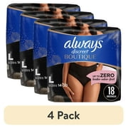 4 pack Always Discreet Boutique Incontinence Underwear, Maximum Protection, L, Black, 18 Count