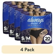(4 pack) Always Discreet Boutique Incontinence and Postpartum Underwear for Women, Maximum Protection, S/M, Black, 20 Count