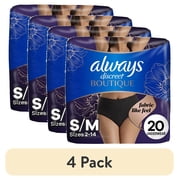 4 pack Always Discreet Boutique, Reimagined Adult Diapers for Women Size S/M, 20 Count