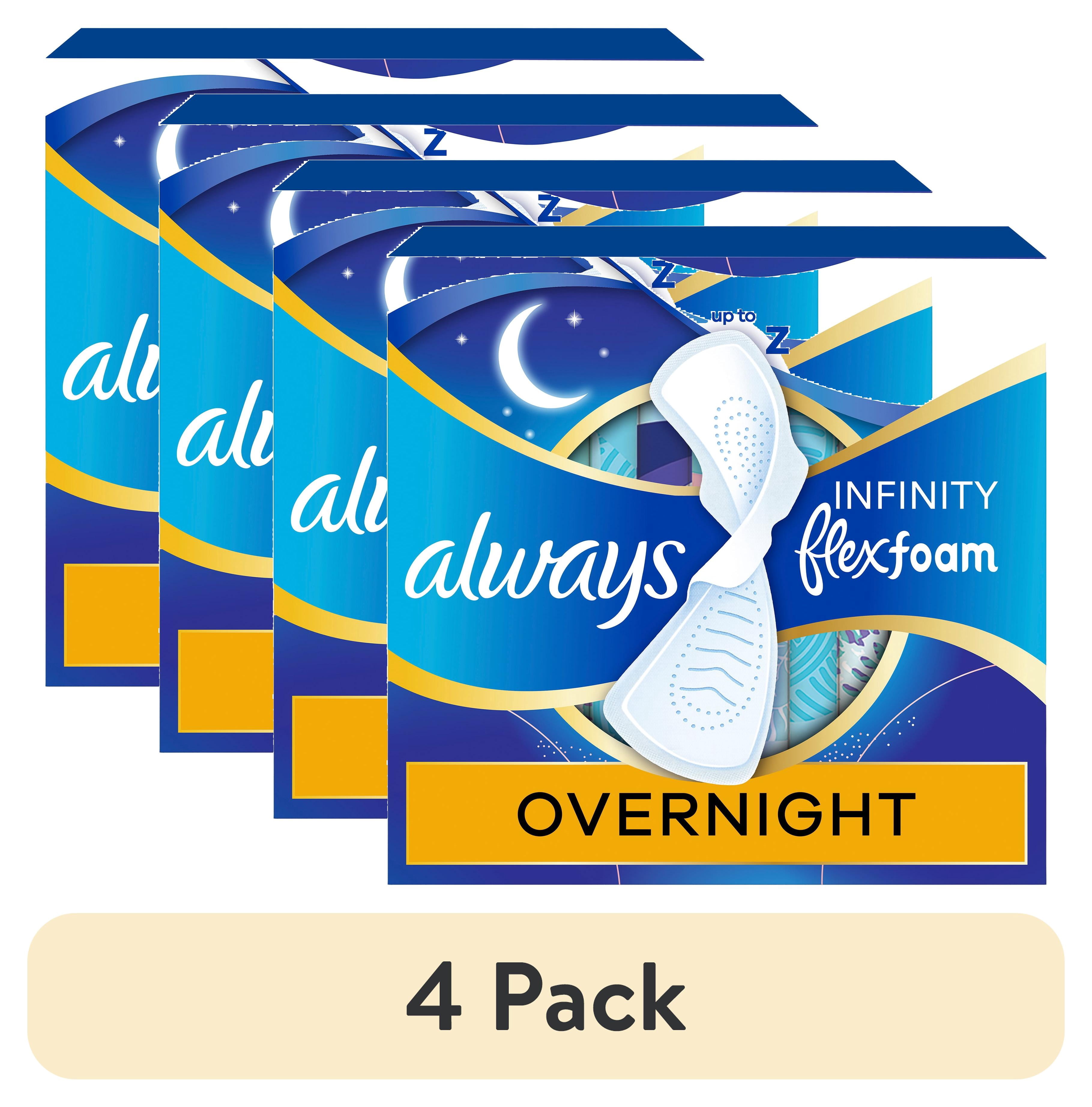 4 pack) Always Infinity FlexFoam Pads, Size 4, Overnight, Wings