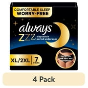 (4 pack) Always ZZZ Overnight Disposable Period Underwear Size XL, 7 Count
