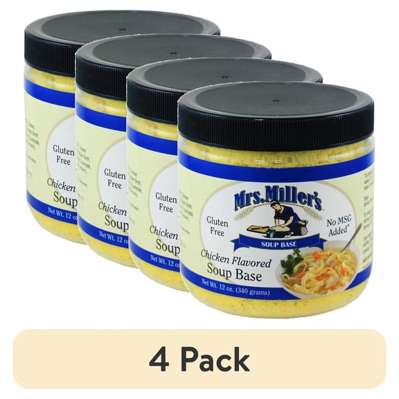 (4 pack) AmishTastes Mrs. Miller's Chicken Flavored Soup Base, Gluten-Free, No MSG, 12 oz.