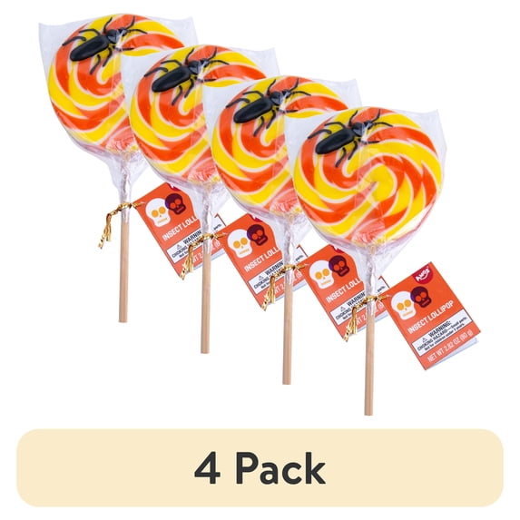 (4 pack) Amos Sweets Fruity Flavor Halloween Beetle Lollipop, 2.82oz