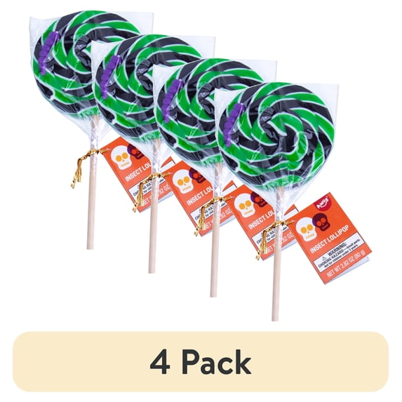 (4 pack) Amos Sweets Halloween Fruity Bug Lollipop, 2.8 oz, Nut-Free