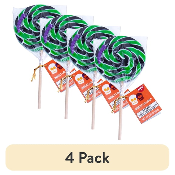 (4 pack) Amos Sweets Halloween Fruity Bug Lollipop, 2.8 oz, Nut-Free