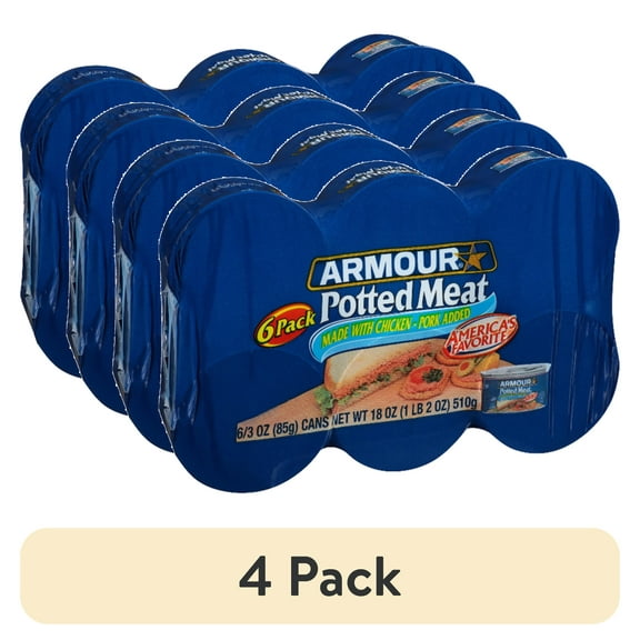 (4 pack) Armour Star Potted Meat, 10g Protein Per Serving, Canned Meat, 3 oz. Can (Pack of 6)