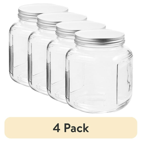 (4 pack) Anchor Hocking Glass Cracker Jar with Lid, 2 Quart