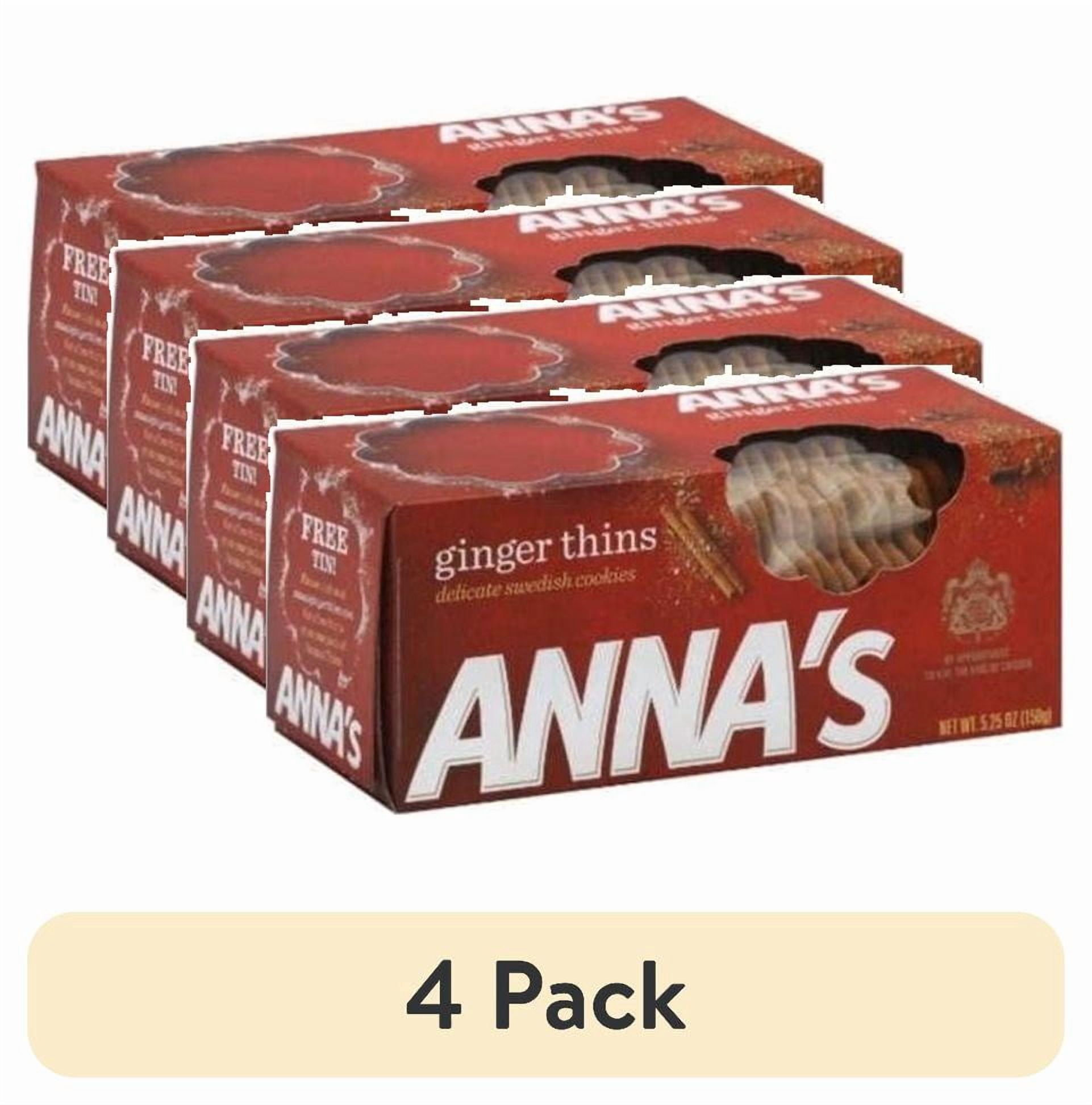 (4 pack) Anna's Ginger Thins All Natural Swedish Cookies 5.25oz (2 Pack)