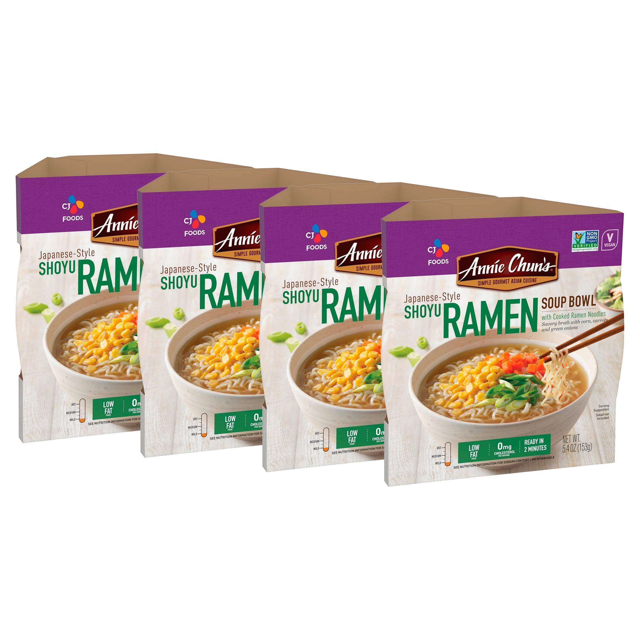 (4 pack) Annie Chun's Japanese Style Shoyu Ramen Soup Bowl, 5.41 oz