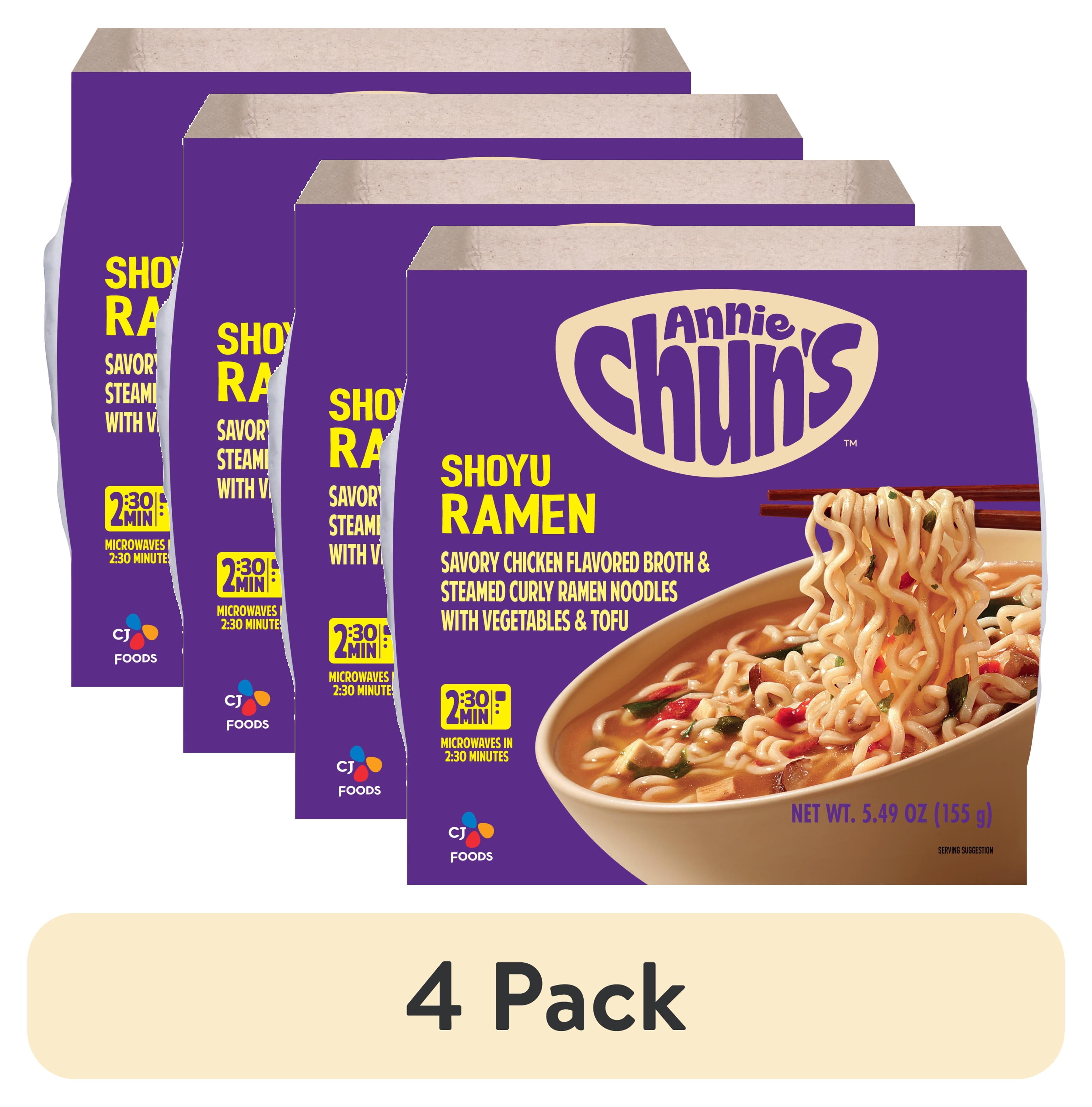 (4 pack) Annie Chun's Shoyu Ramen Soup Bowl, 5.49 oz