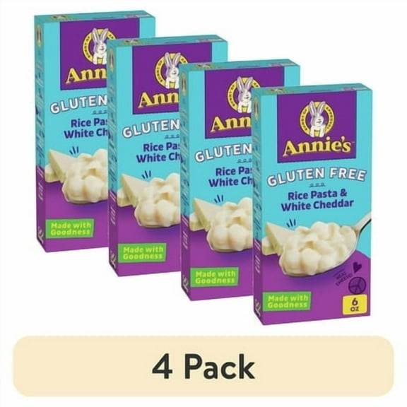 (4 pack) Annie's Gluten Free Rice Pasta and White Cheddar, Made with Real Cheese, 6 oz