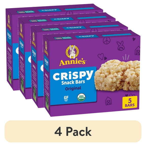 (4 pack) Annie's Organic Original Crispy Snack Bars, Gluten Free, 3.9 oz, 5 ct.