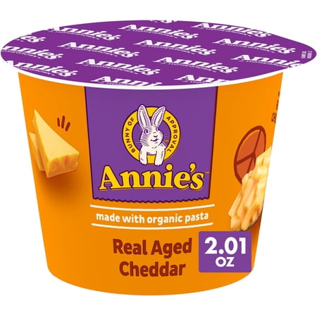 (4 pack) Annie's Real Aged Cheddar Microwavable Mac and Cheese Cup with Organic Pasta, 2.01 oz