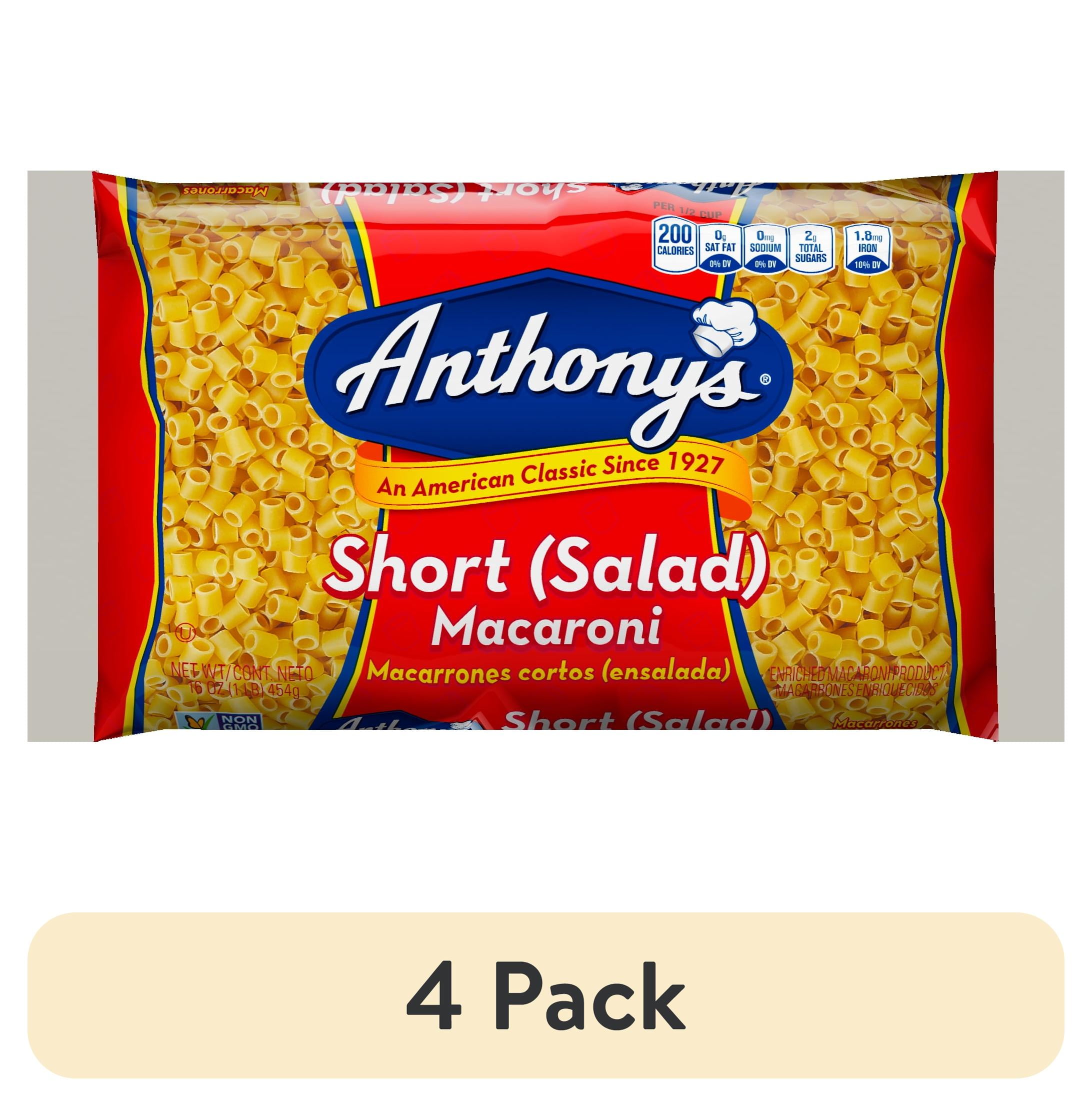 4 pack) Anthony's Short (Salad) Macaroni, 16 oz - Walmart.com